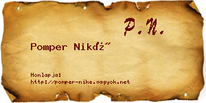 Pomper Niké névjegykártya
